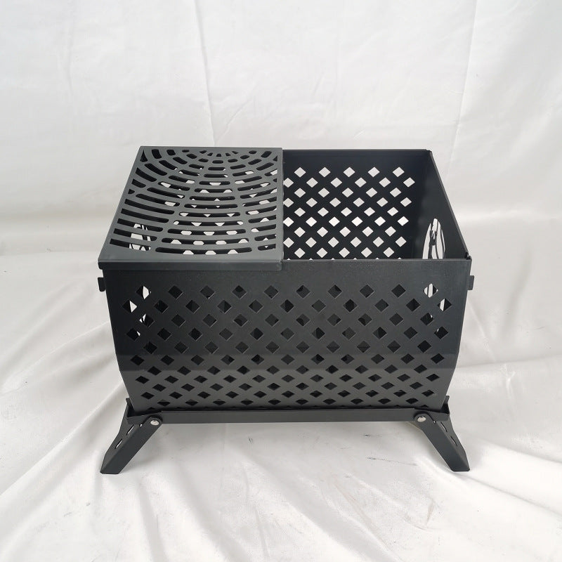 Burning Fire Table Black Plastic Spraying Movable Cold Rolled Plate Carbon Steel Deer Head Folding Stove Warm Pot Burning Pot