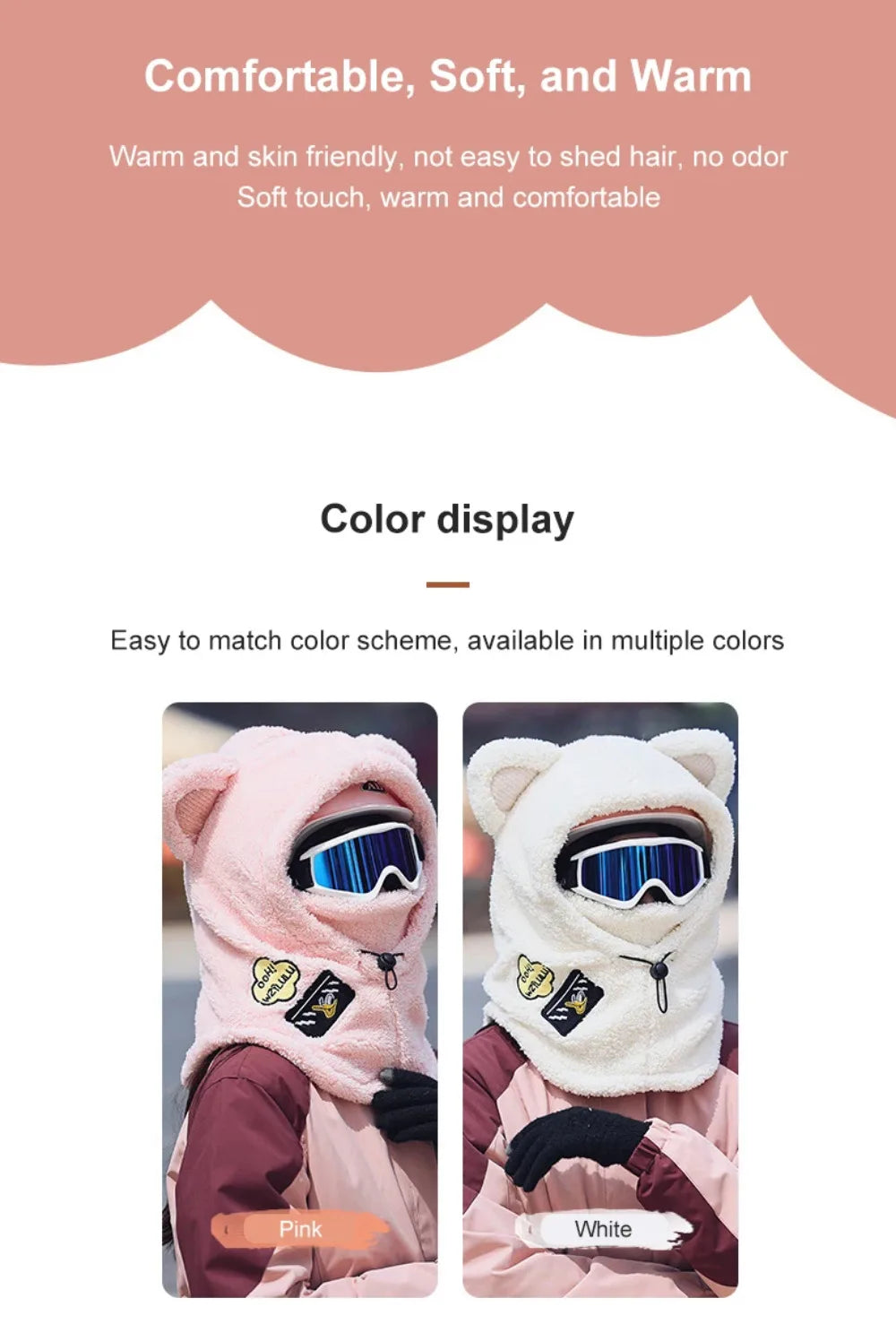 Animal Ear Ski Helmet Cover Bear Cat Ear Skiing Warmer Comfortable Soft Fleece Winter Warm Skiing Head Warmer Ski Accessories