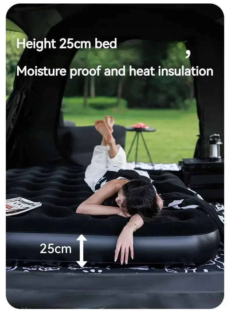 Naturehike BLACKDOG Outdoor Inflatable Bed Portable Camping PVC Mattress Built-in Pump 25CM Height Air Bed Automatic Inflatable