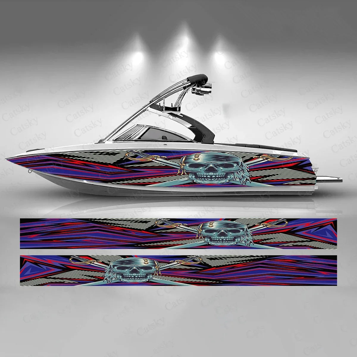 Pirate Skull Custom Boat Wraps