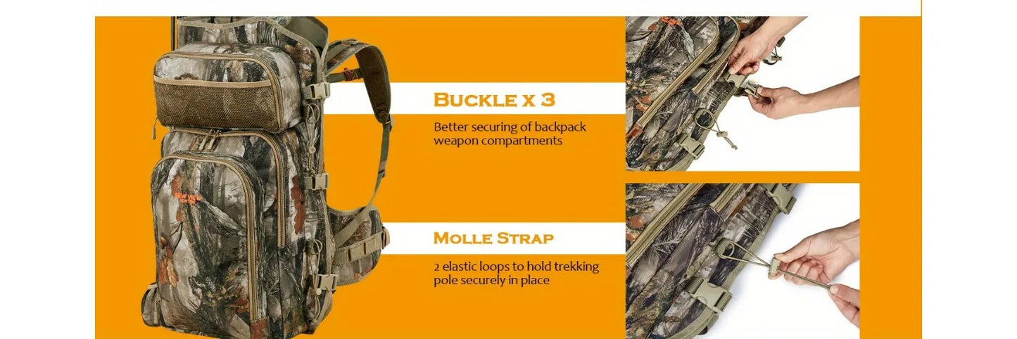 NEW VIEW Camo Bow Hunting Backpack for Men and Women, Saddle Hunting Back Pack with Bow Holder, Elk and Deer Hunting Bag