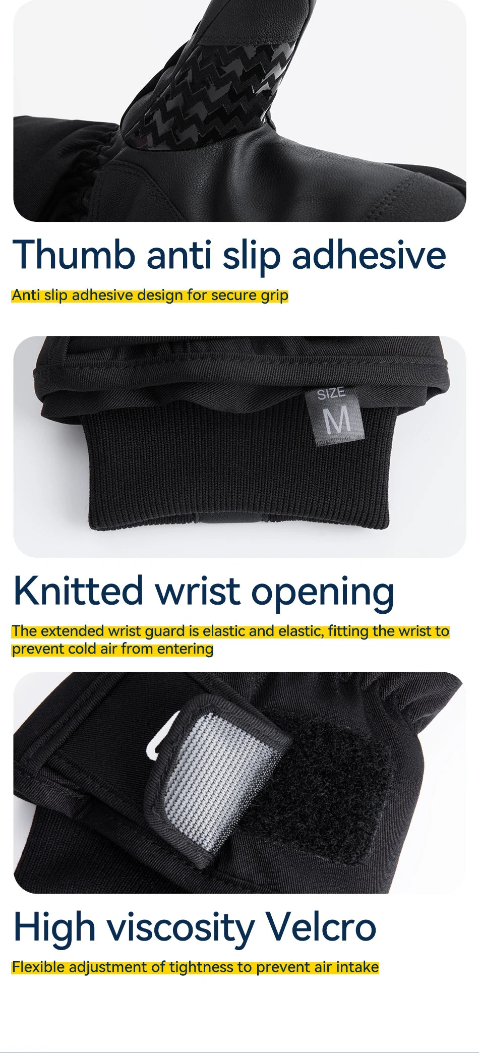 COPOZZ Upgrade Thicken Ski Gloves Winter Men Women 3M Thinsulate Thermal Snowboard Gloves Waterproof Warm Mittens Ski Gloves