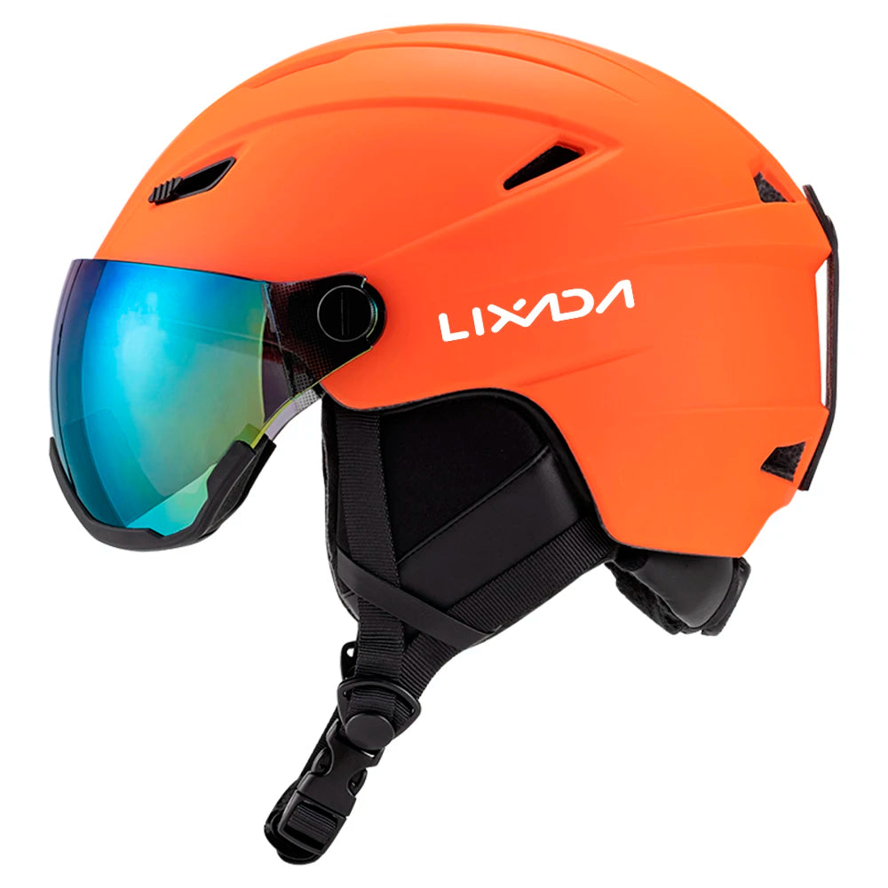 LIXADA Integrated Ski Helmet Men and Women Snowboard Helmet with Removable Visor Goggles Men and Women ‘s Snowboard Wear