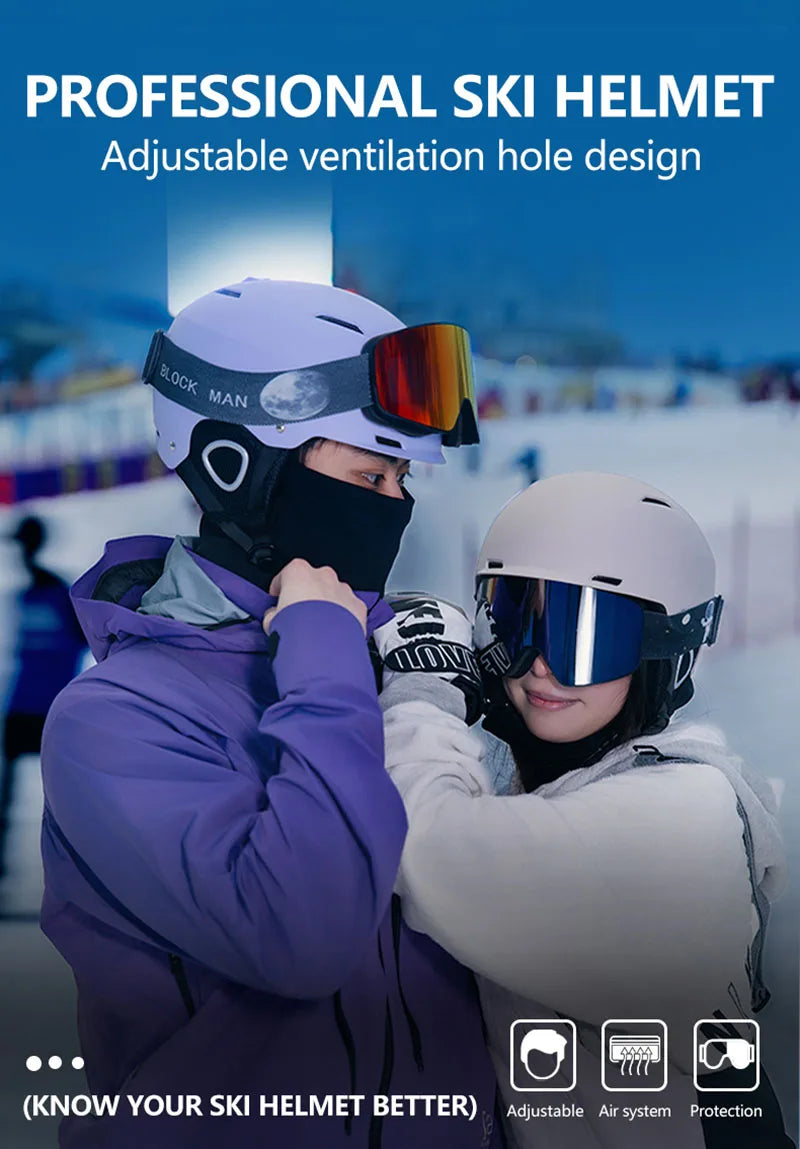 Horntour 2024 Skiing Helmet with Goggles Warm Helmet ABC+EPS High-Quality Ski Helmet Outdoor Sports Ski  Skateboard Helmet
