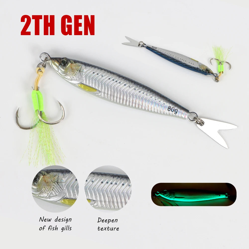 TOLU  Metal Jig Lure 20g 30g 40g 60g 80g