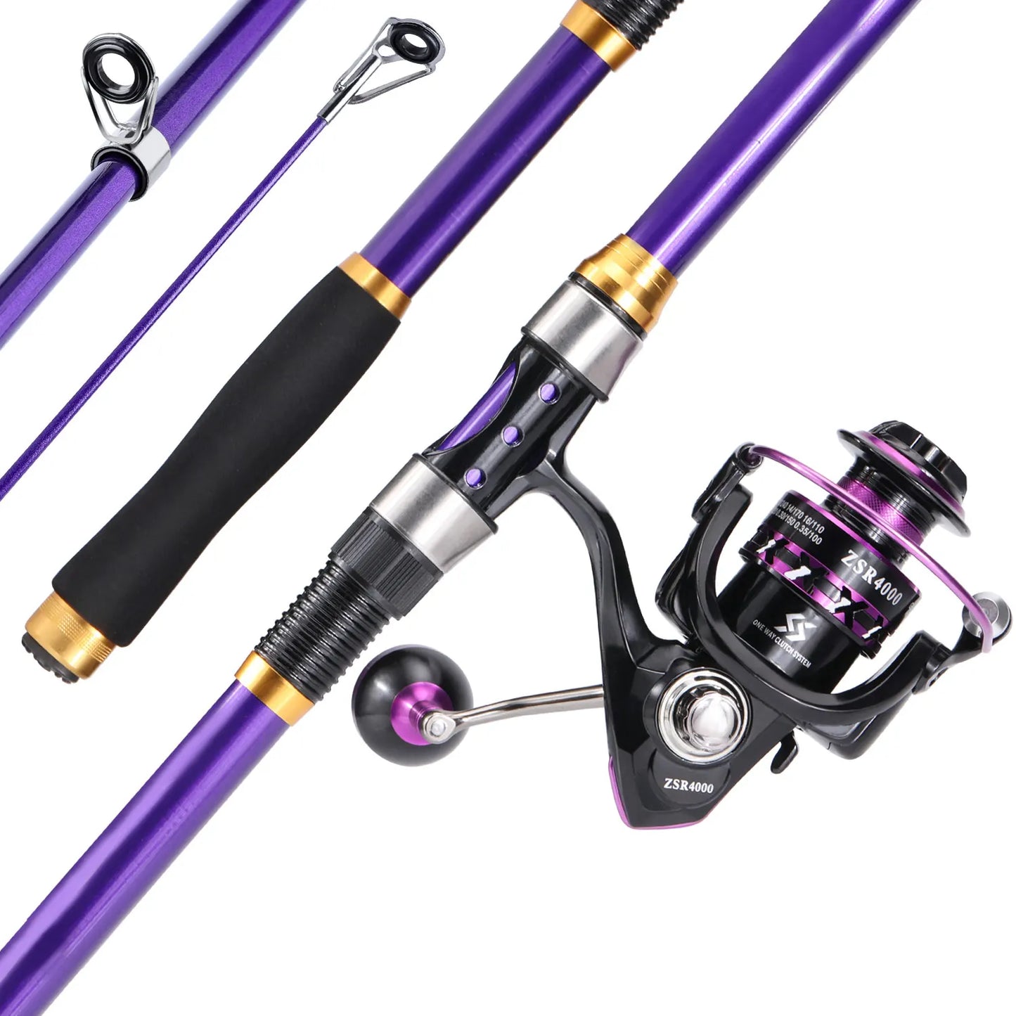 Soukayilang Purple Fishing Rod Combo Telescopic Fishing Rod and Spinning Reel