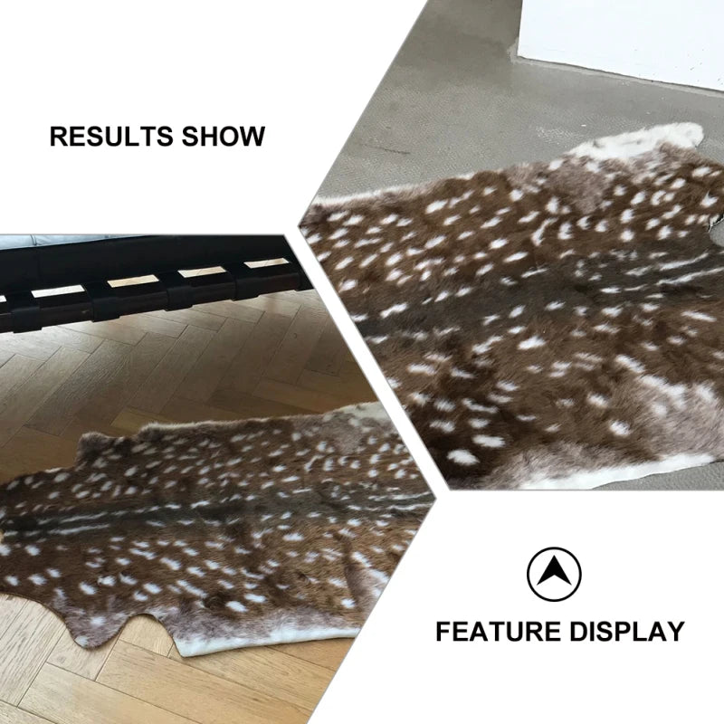 110X90CM Deer Rug Sika Deer Hide Carpet Printed Rug Cow Hides and Skins Rug Cowhide Rug Skin Area Rug Deer Rug for Home