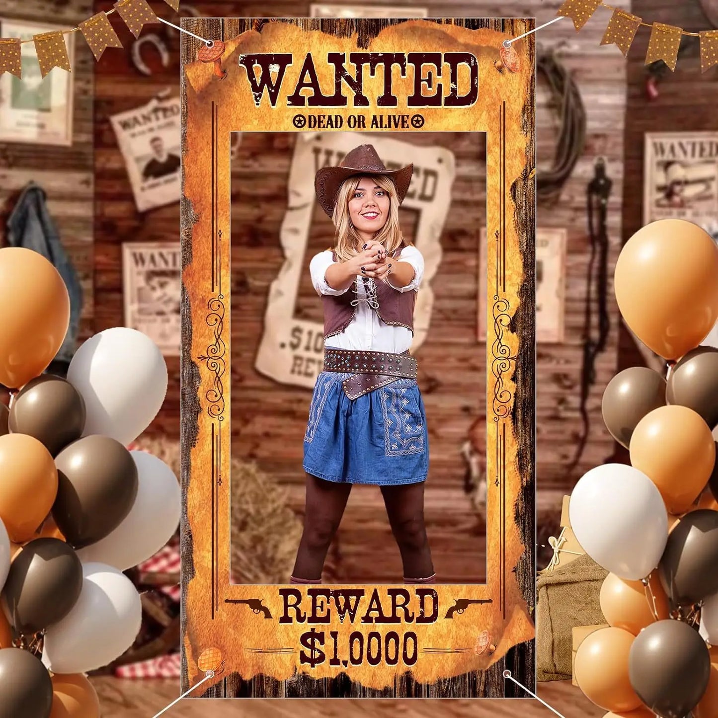 Wanted Outlaw Party Photo Backdrops