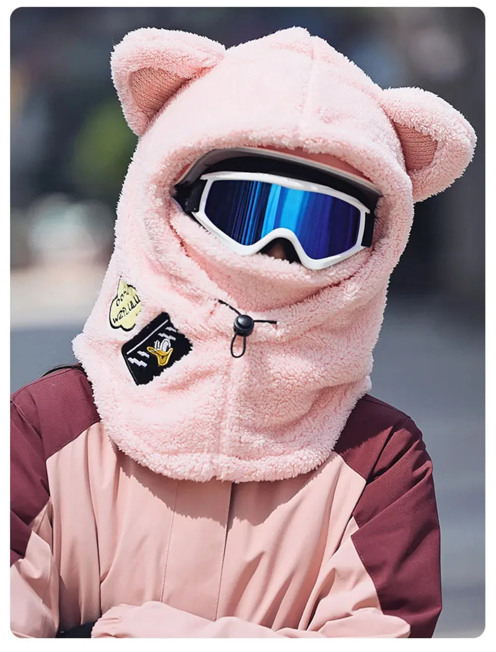 Animal Ear Ski Helmet Cover Bear Cat Ear Skiing Warmer Comfortable Soft Fleece Winter Warm Skiing Head Warmer Ski Accessories