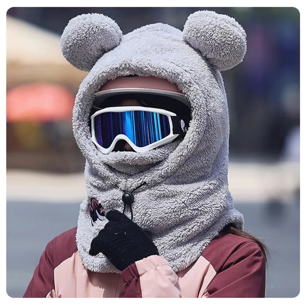 Animal Ear Ski Helmet Cover Bear Cat Ear Skiing Warmer Comfortable Soft Fleece Winter Warm Skiing Head Warmer Ski Accessories