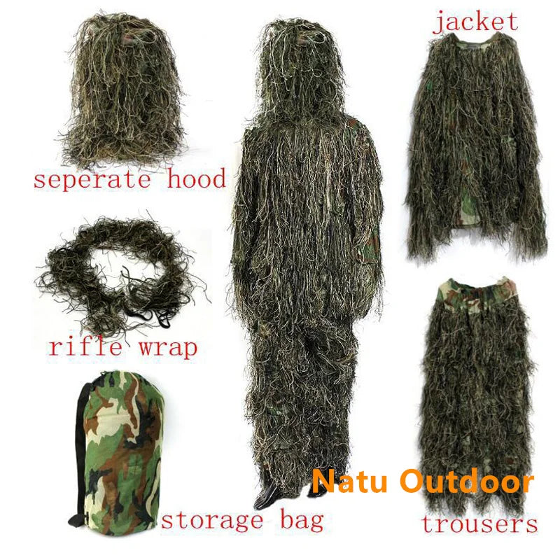5pcs/set Camouflage Ghillie Suit Yowie Sniper