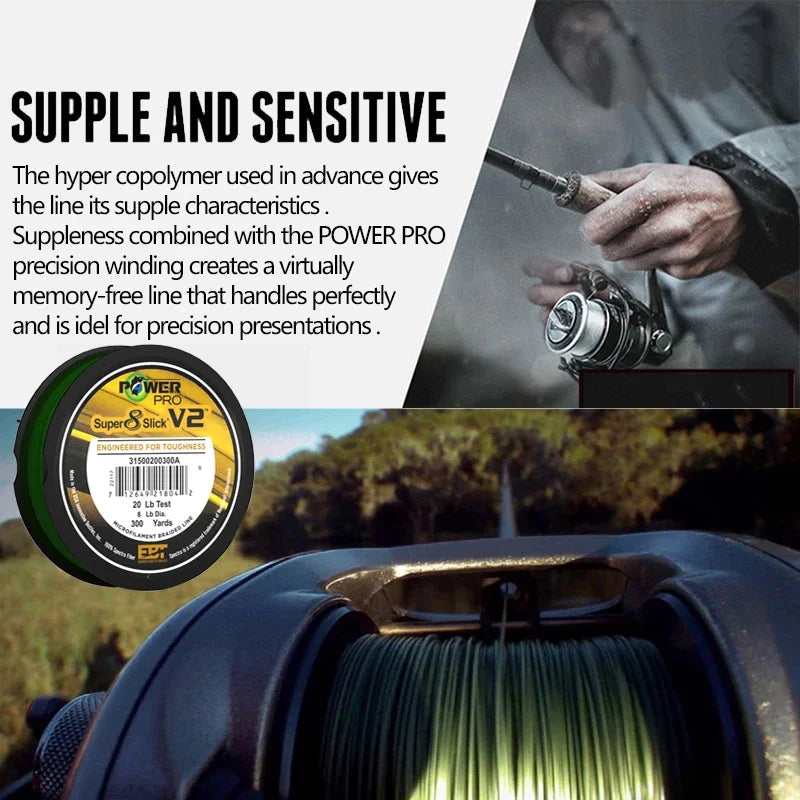 NEW POWER PRO SSV2 Braided Spectra Fishing Line - Length: 300yds, size: 10-80lb USA PE Braid Line for Sea Fishing
