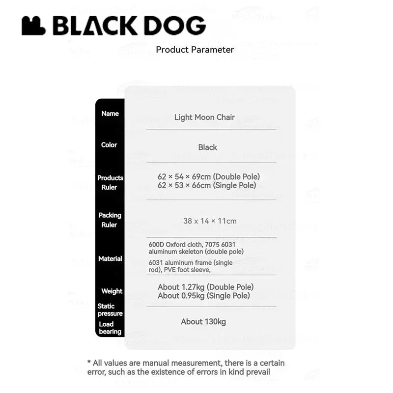 Naturehike BLACKDOG Lightweight Moon Chair Aluminum Double Single Fishing Director Chair Portable