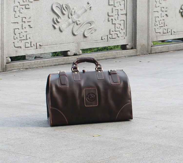 MUNUKI Vintage Crazy Horse Genuine Leather Travel bag