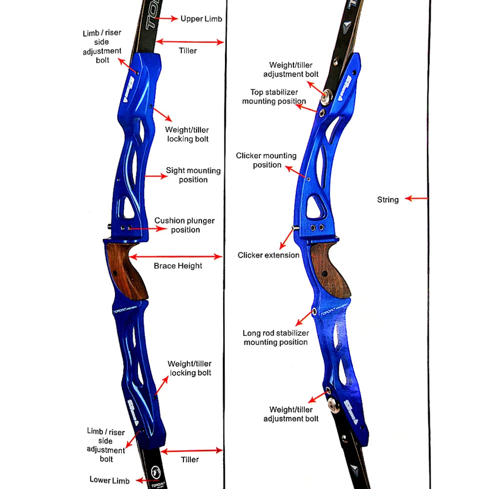 Archery Topoint 66/68/70inch ILF Recurve Bow 18-44lbs Right/Left Hand Magnesium-aluminum Alloy Bow Riser  Hunting Shooting
