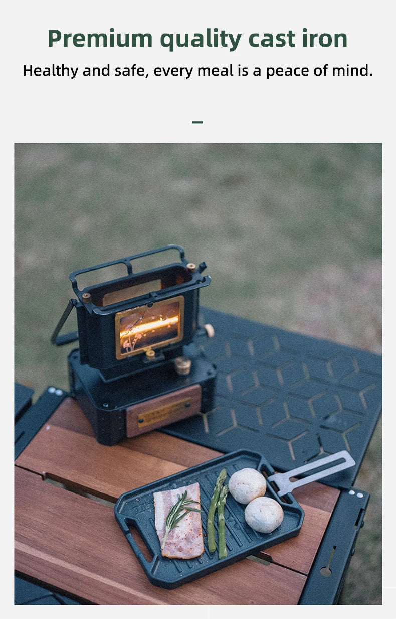 Mini Camping Grill Cast Iron Non-stick