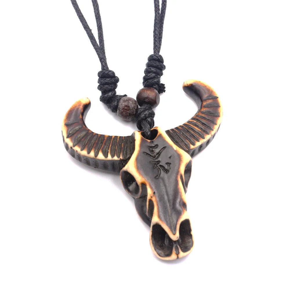 Men's Necklace Cow Skull Pendant