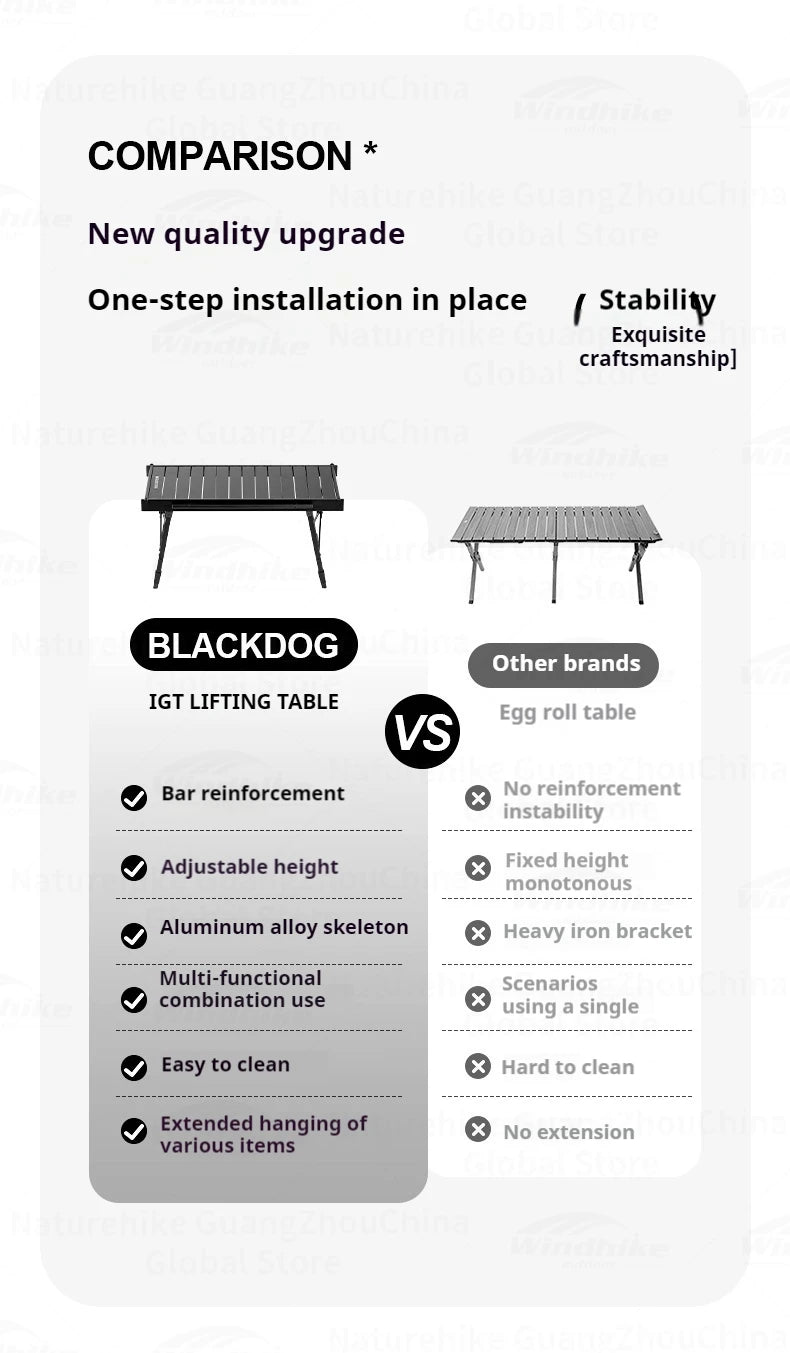 Naturehike Blackdog  Folding Aluminum Adjustable BBQ Table Lightweight Portable Outdoor