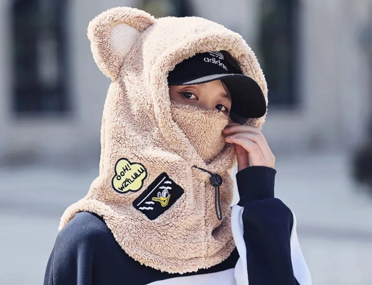 Animal Ear Ski Helmet Cover Bear Cat Ear Skiing Warmer Comfortable Soft Fleece Winter Warm Skiing Head Warmer Ski Accessories