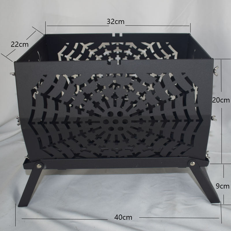 Burning Fire Table Black Plastic Spraying Movable Cold Rolled Plate Carbon Steel Deer Head Folding Stove Warm Pot Burning Pot