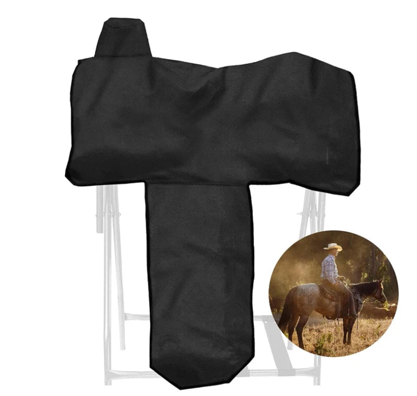 Horse Saddle Cover Dustproof  Moistureproof Waterproof Oxford Cloth Saddle Care Storage Bag Black