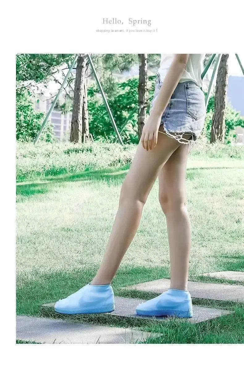 1 Pair Silicone WaterProof Shoe Covers Lip-resistant Rubber Rain Boot Rain Gear Overshoes Accessories for Outdoor Rainy Day