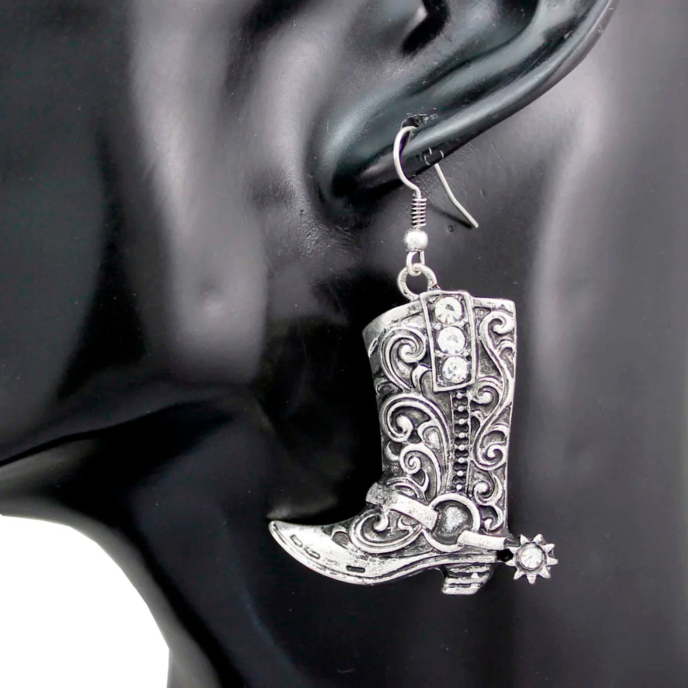 Western Cowgirl Boots Stainless Steel Hook Earrings