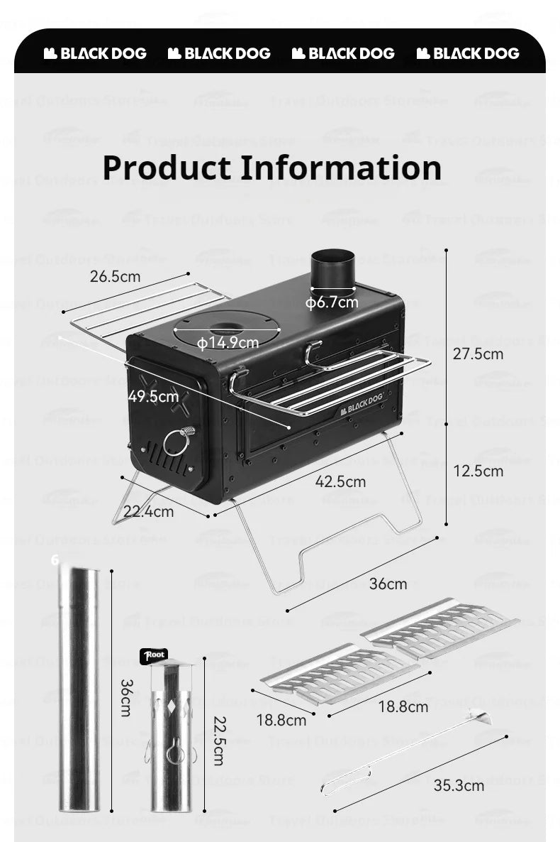 Naturehike BLACKDOG Wood Stove SUS 430 Stainless Steel