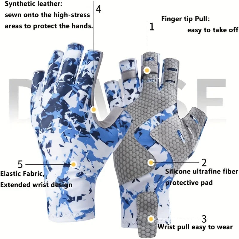 Fingerless Gloves, Uv Protection Silicone Anti-Slip Unisex