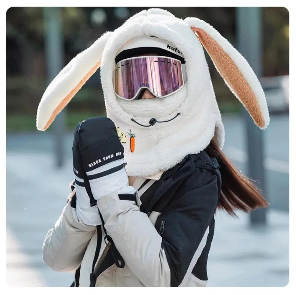 Animal Ear Ski Helmet Cover Bear Cat Ear Skiing Warmer Comfortable Soft Fleece Winter Warm Skiing Head Warmer Ski Accessories
