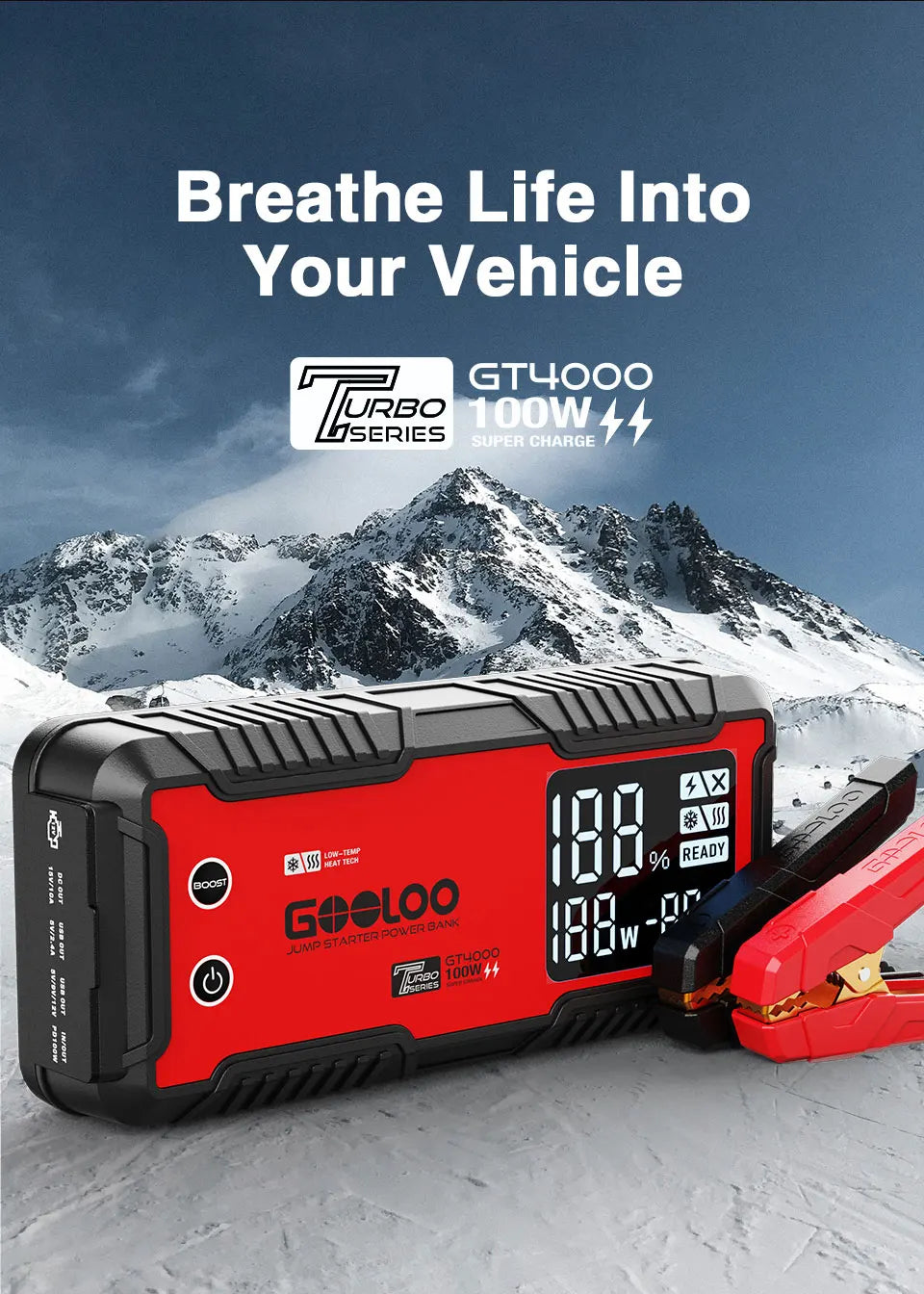 GOOLOO 12V Car Jump Starter 4000A Car Battery Starter 24000mAh Portable Power Bank Booster Auto Starting Device Emergency Start