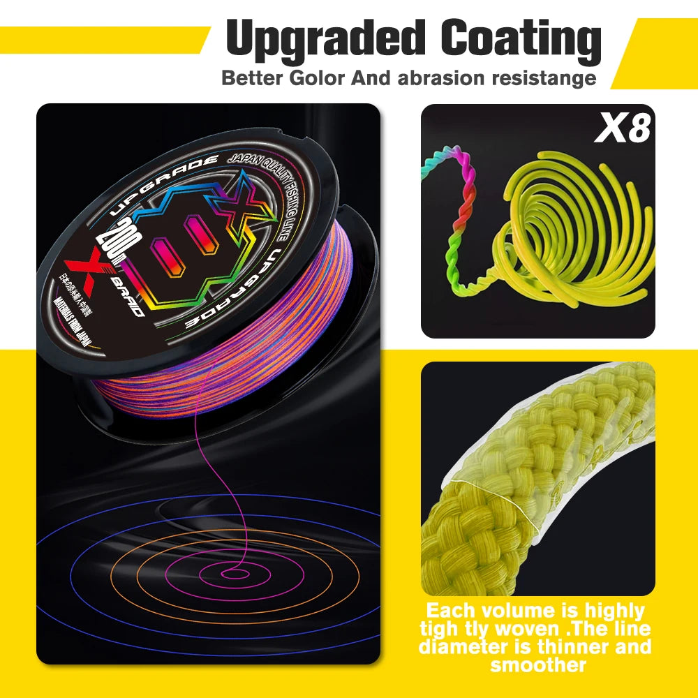 NEW Japan Original Xbraid Upgrade X8 Never Fade Multicolor Multifilament Line Fishing 1000M/500M/300M