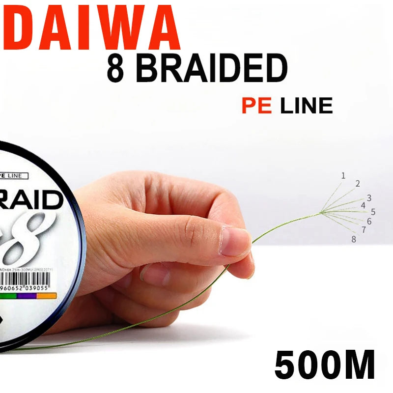 DAIWAPE 8 Braided Fishing Line - Length:500m/550yds, 30-80lb, Diameter:0.2-0.35mm Japan PE braided line J-Braid Line SEA FISHING