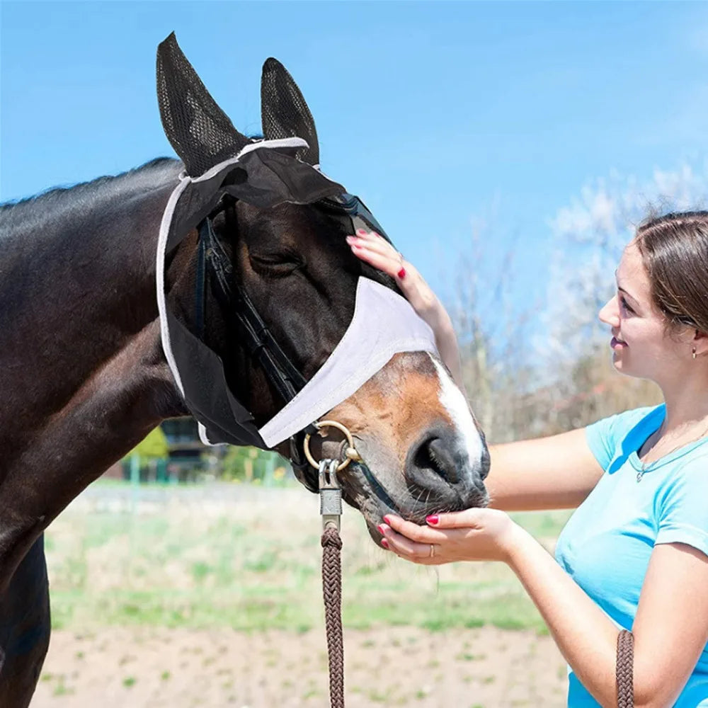 Anti-mosquito Fly Mask  Multi-size Breathable  Suitable for pony, cob and Full  Horses