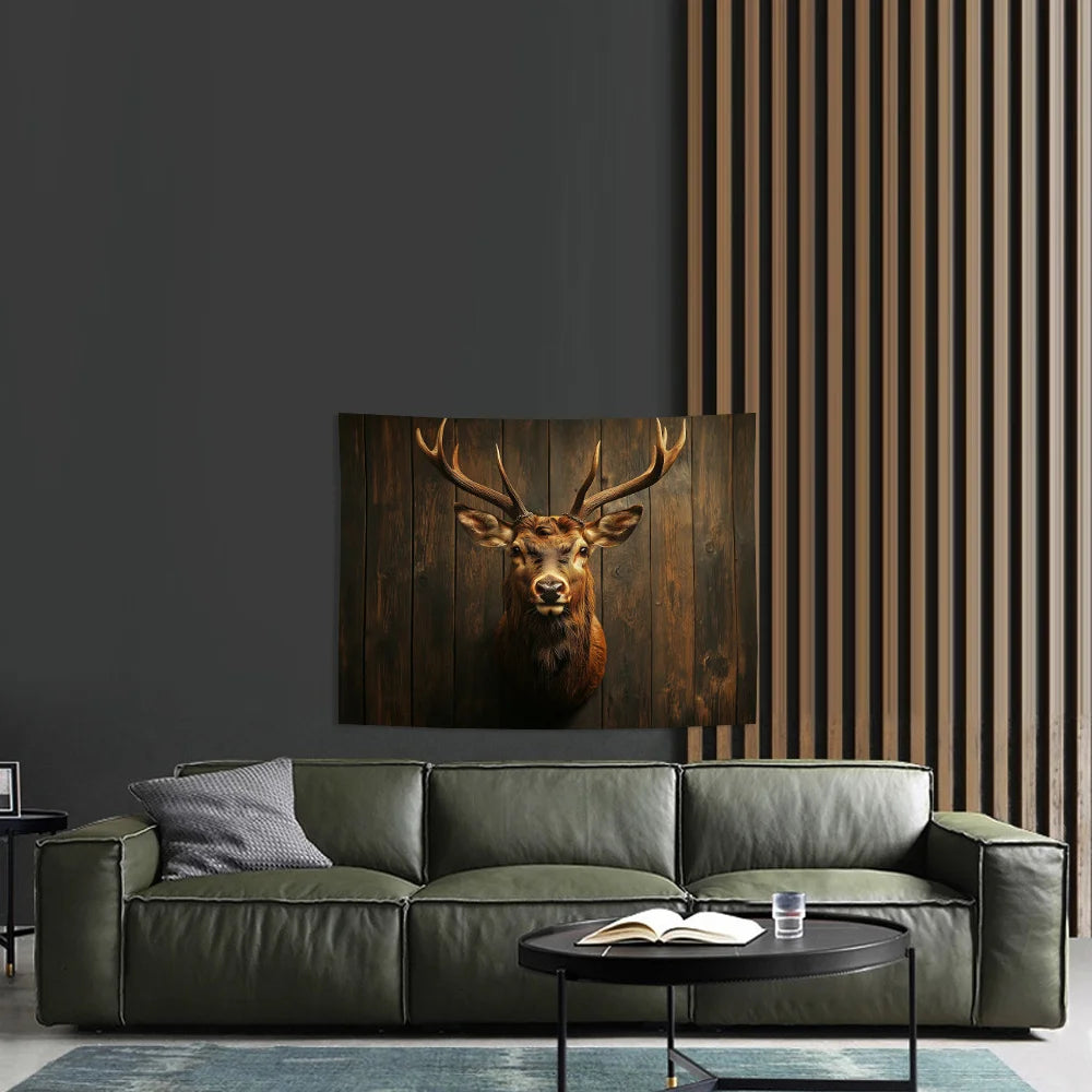 Classic Deer Head Tapestry - Elegant Polyester Wall Art for Home/Office Decor & Unique Gift, No Electricity Needed