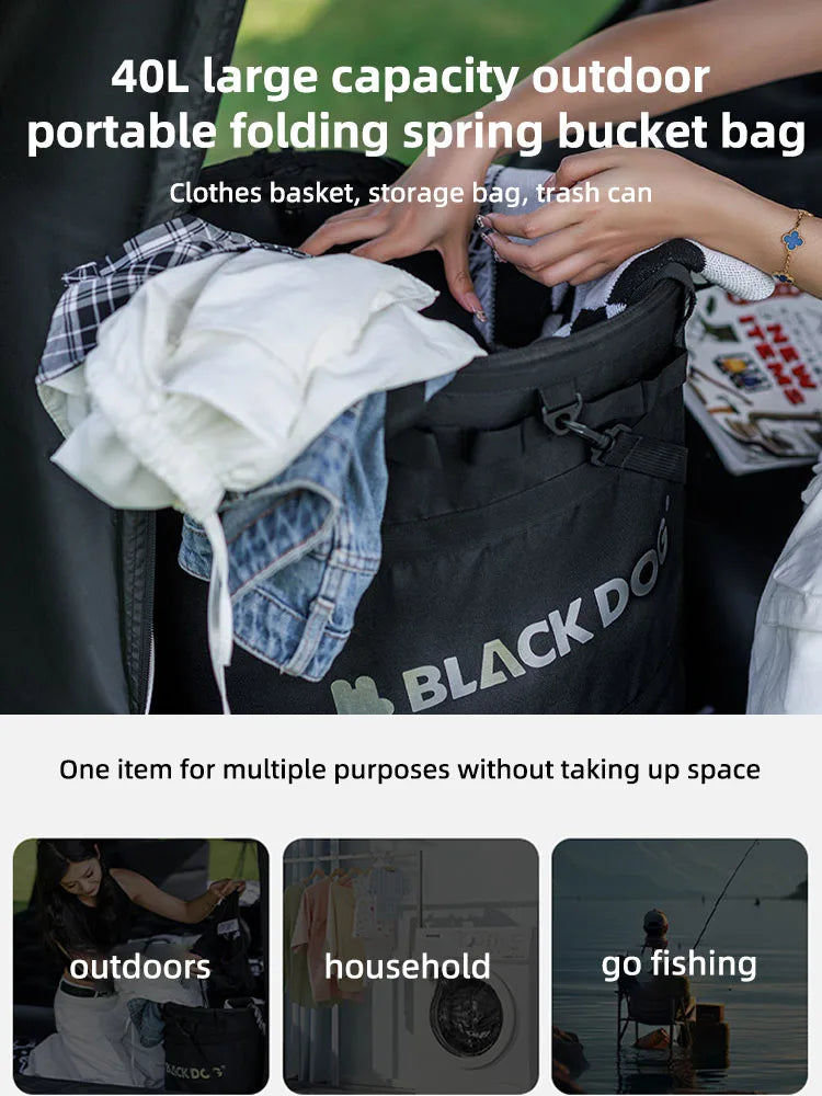 Blackdog Outdoor Camping Bucket Bag Portable Easy Folding Large Capacity Multi-functional Sundry Gear Storage Bag