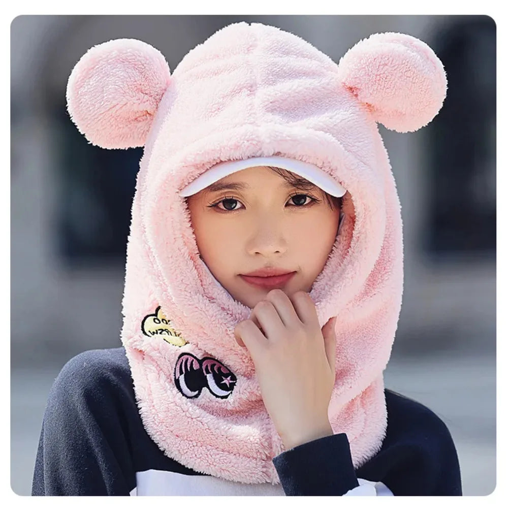 Animal Ear Ski Helmet Cover Bear Cat Ear Skiing Warmer Comfortable Soft Fleece Winter Warm Skiing Head Warmer Ski Accessories