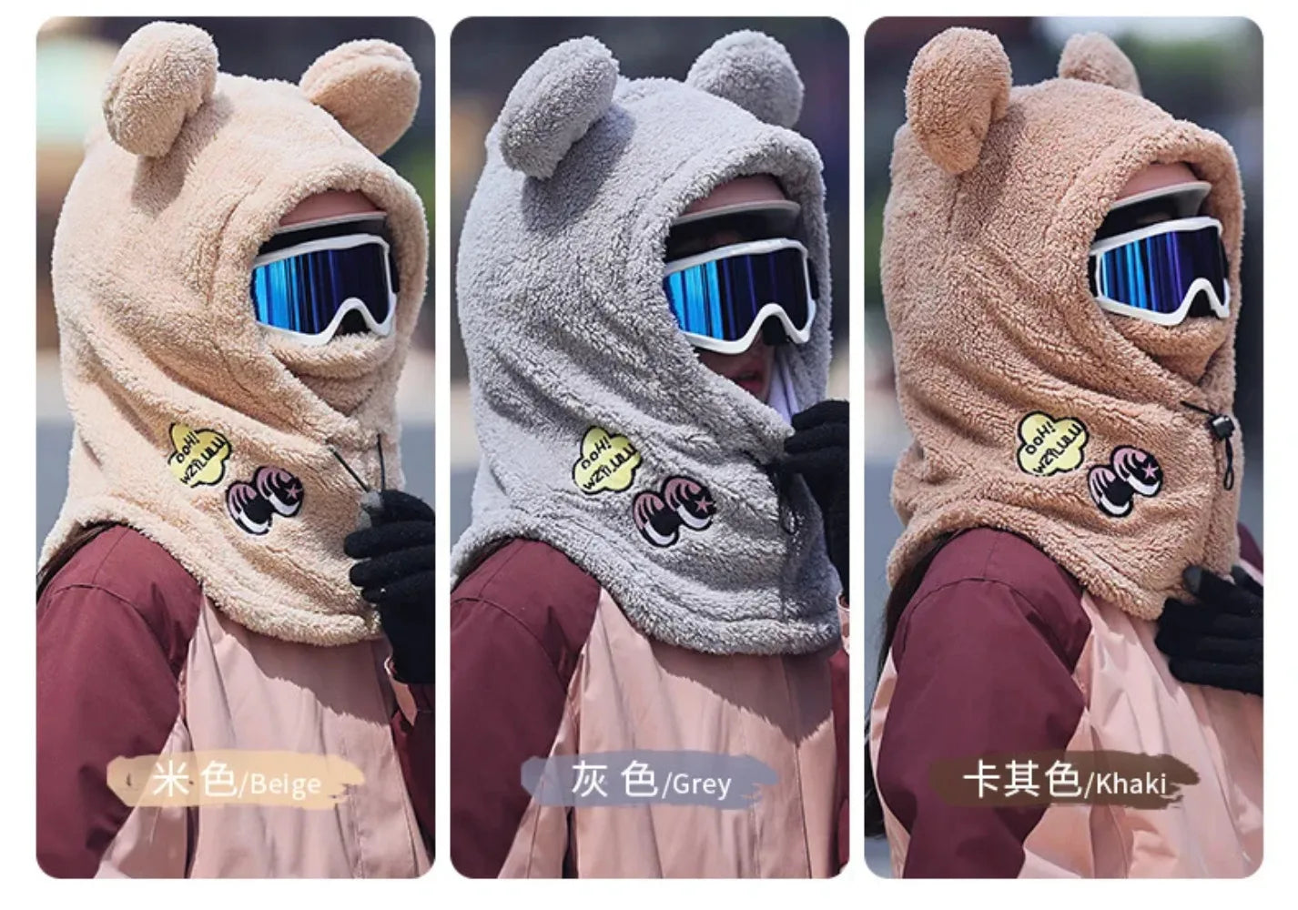 Animal Ear Ski Helmet Cover Bear Cat Ear Skiing Warmer Comfortable Soft Fleece Winter Warm Skiing Head Warmer Ski Accessories