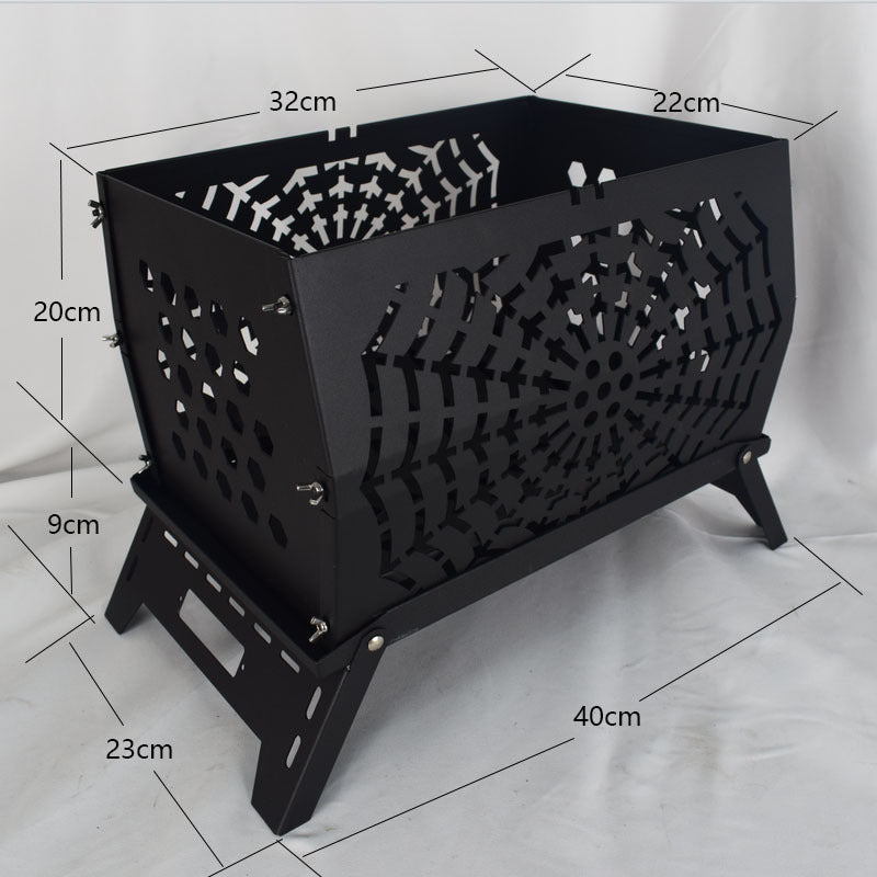 Burning Fire Table Black Plastic Spraying Movable Cold Rolled Plate Carbon Steel Deer Head Folding Stove Warm Pot Burning Pot