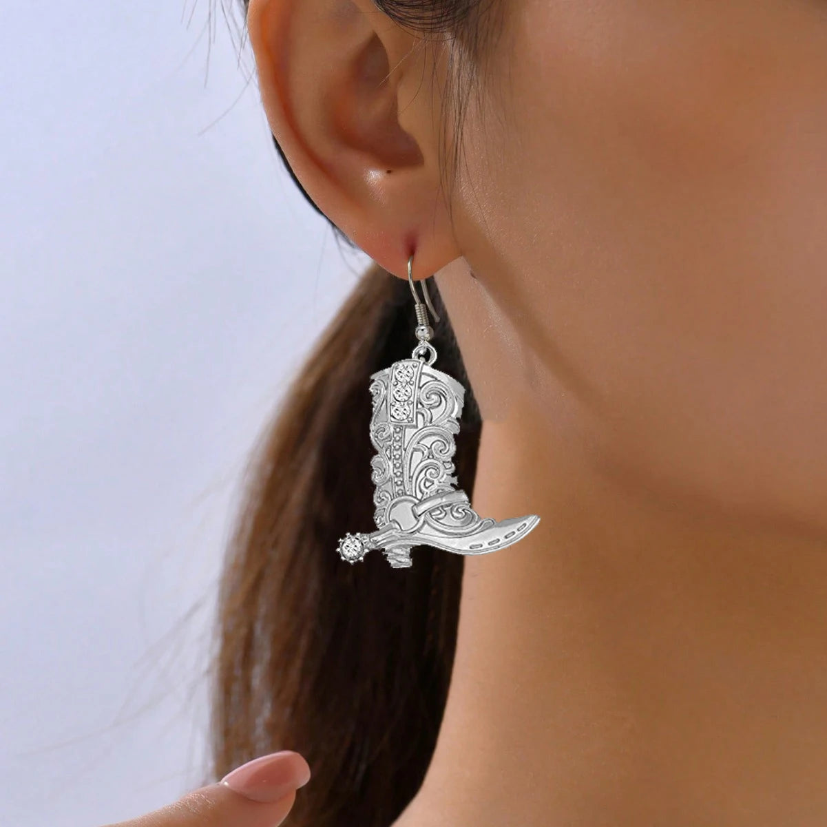 Western Cowgirl Boots Stainless Steel Hook Earrings