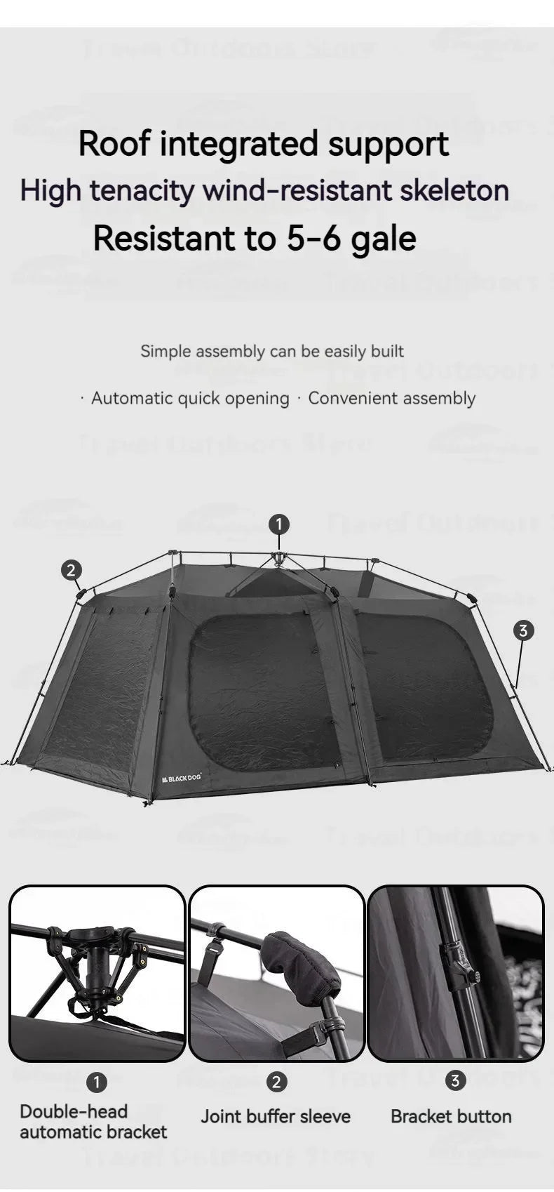 Naturehike BLACKDOG Cabin Tent Camping Automatic Family Tent for 5-8 People