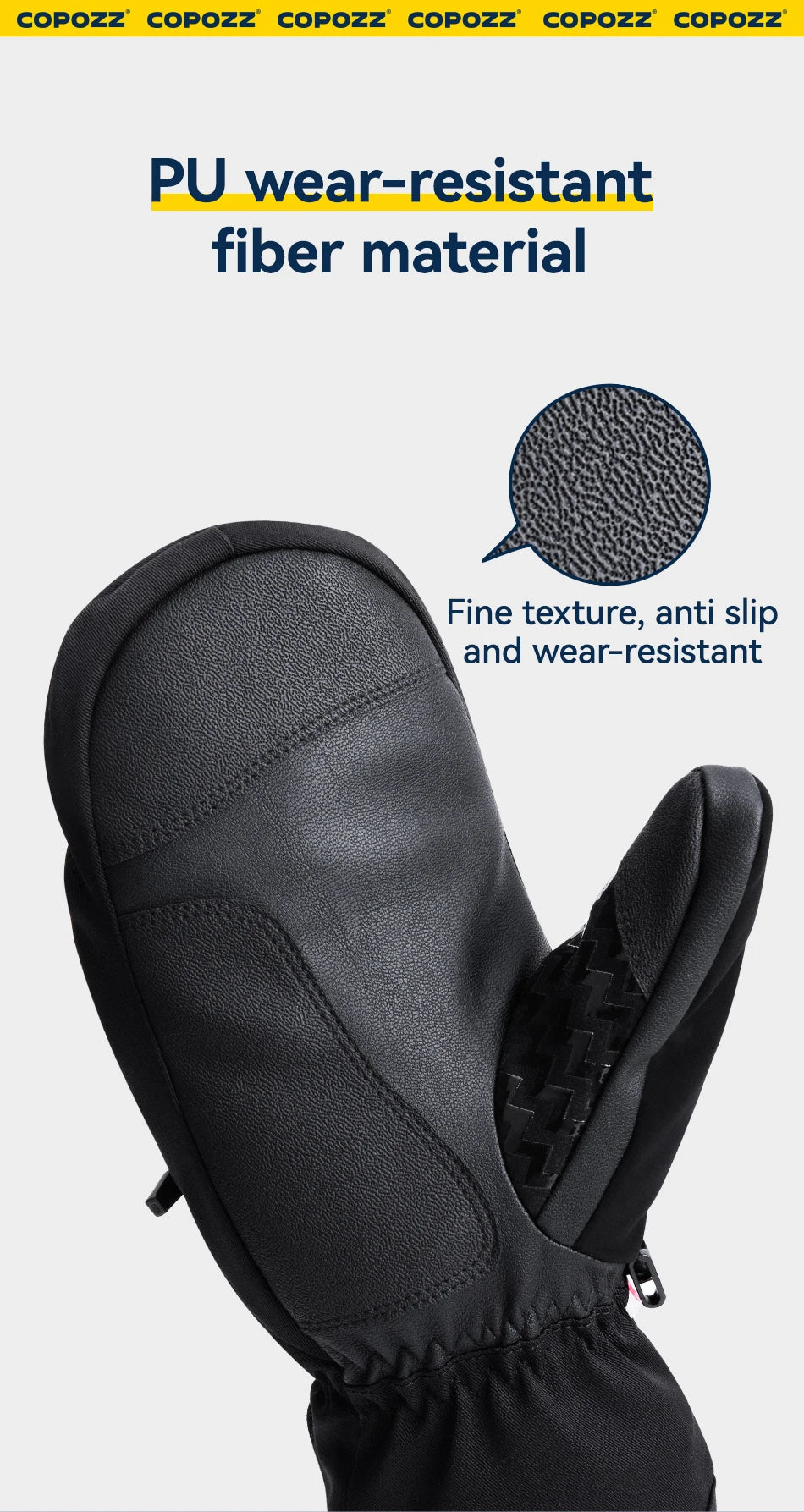 COPOZZ Upgrade Thicken Ski Gloves Winter Men Women 3M Thinsulate Thermal Snowboard Gloves Waterproof Warm Mittens Ski Gloves