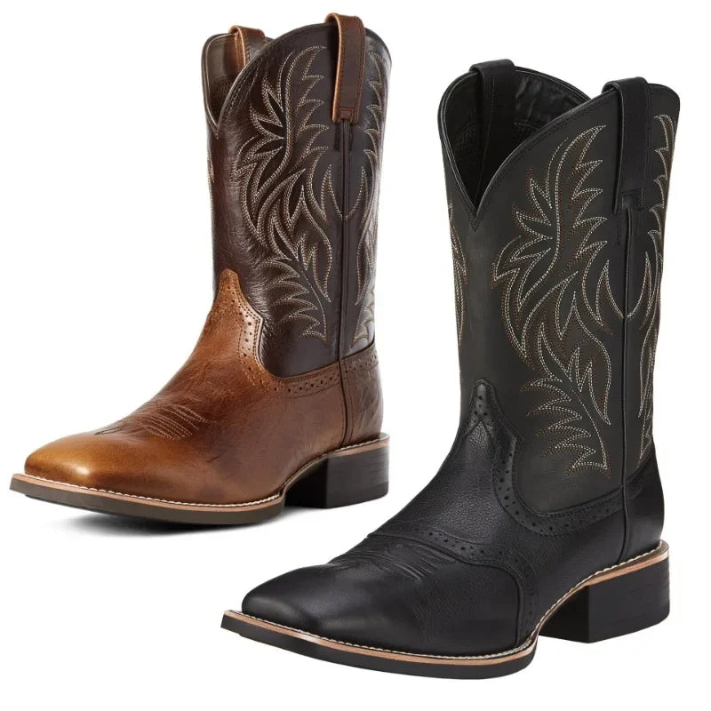 Men's High Roller Cowboy Boots Square Toe Pull Ons