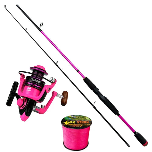 Portable Carbon Lure Fishing Rod and Reel Combo 1.65/1.8m High Speed 5.2:1 Spinning Fishing Reel With Line