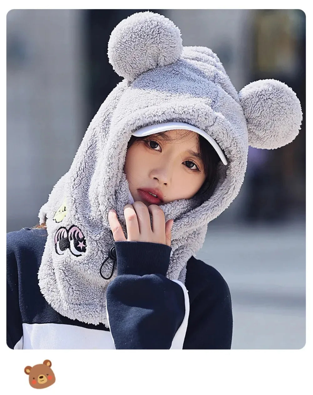 Animal Ear Ski Helmet Cover Bear Cat Ear Skiing Warmer Comfortable Soft Fleece Winter Warm Skiing Head Warmer Ski Accessories