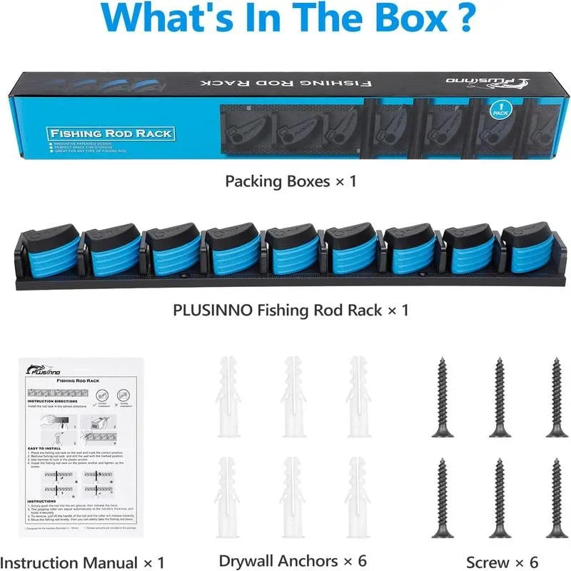 Vertical Rod Holder Wall Mounted Fishing Rod Rack Rod Stand Fishing Rod Organizer For Garage Room Holds Up To 9 Rods Or Combos