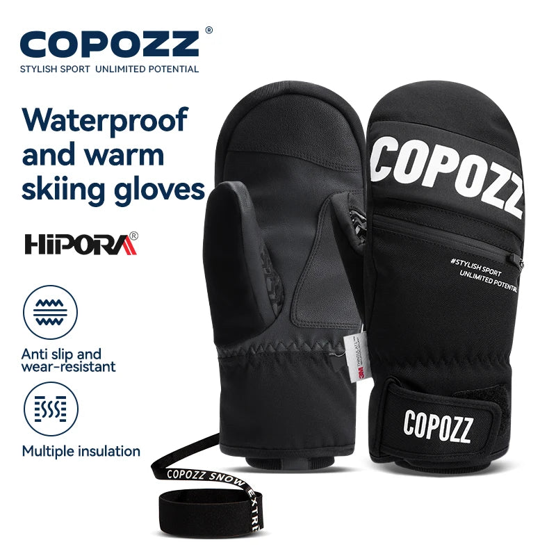 COPOZZ Upgrade Thicken Ski Gloves Winter Men Women 3M Thinsulate Thermal Snowboard Gloves Waterproof Warm Mittens Ski Gloves