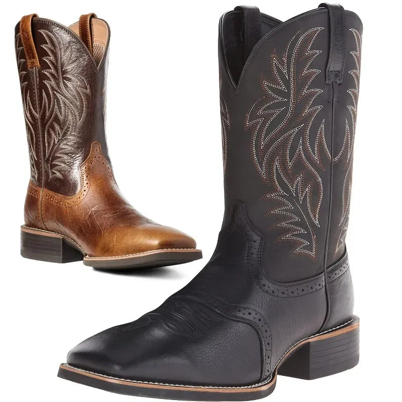 Men's High Roller Cowboy Boots Square Toe Pull Ons