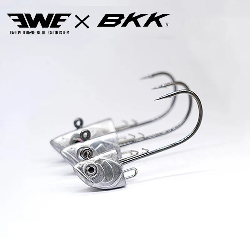 EWE &BKK 25/35/45g Jig 3pcs/pack Head Fishing Hooks &10g 4pcs/pack Soft Lure Combination Fish Heads