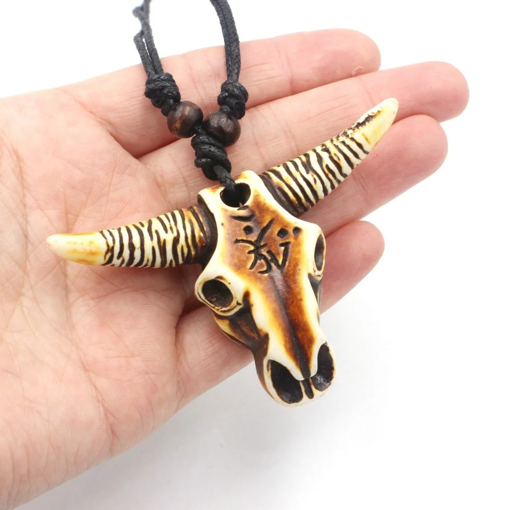 Men's Necklace Cow Skull Pendant